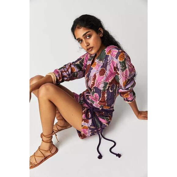 NWT FREE PEOPLE Atlas Quilted One-Piece Romper $228 MEDIUM Berry Combo - Picture 3 of 7